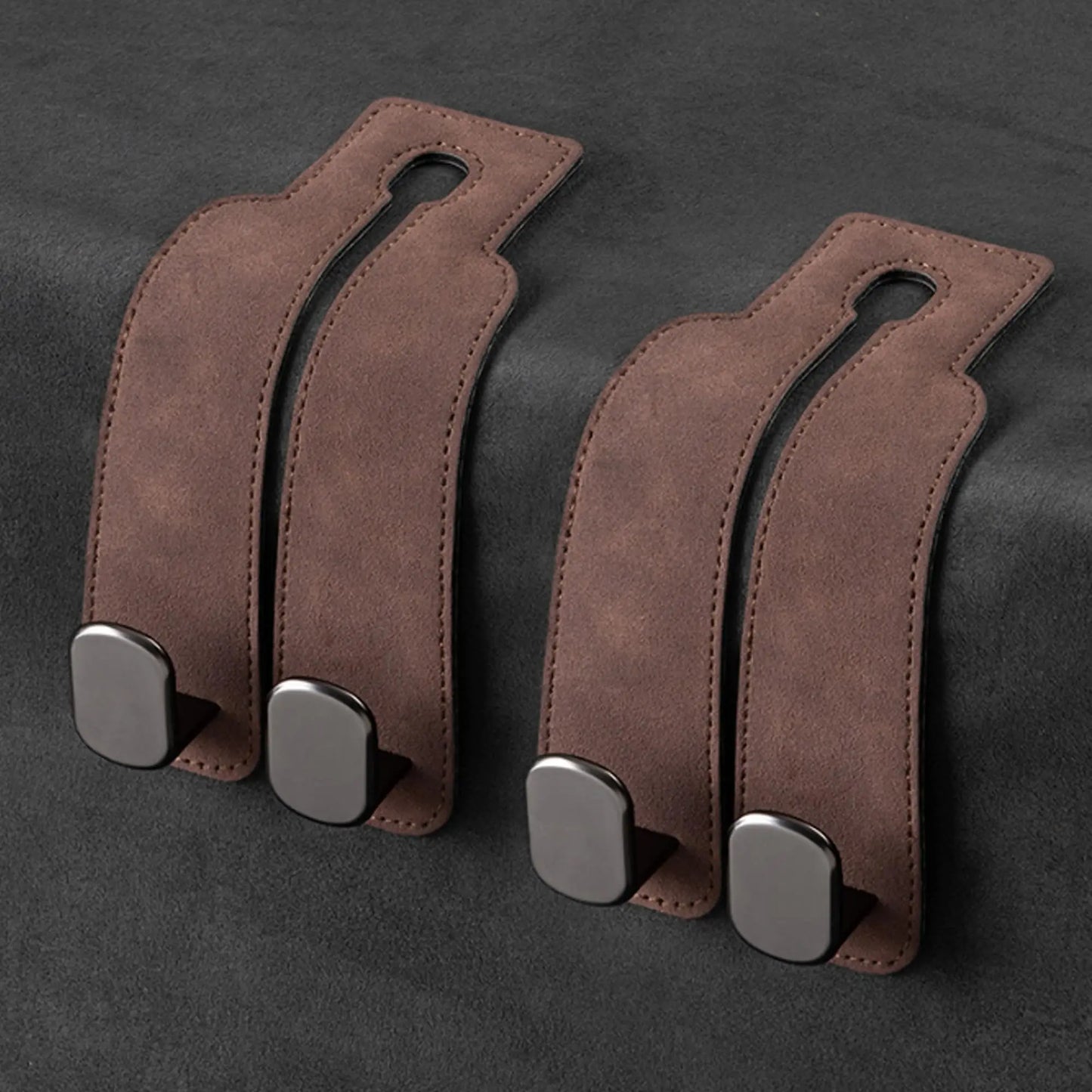 Universal Metal Car Seat Headrest Hook 2 in 1 Soft Leather Car Seat Back Hook for Purse Bag Backpack Double Hook Car Seat Hanger